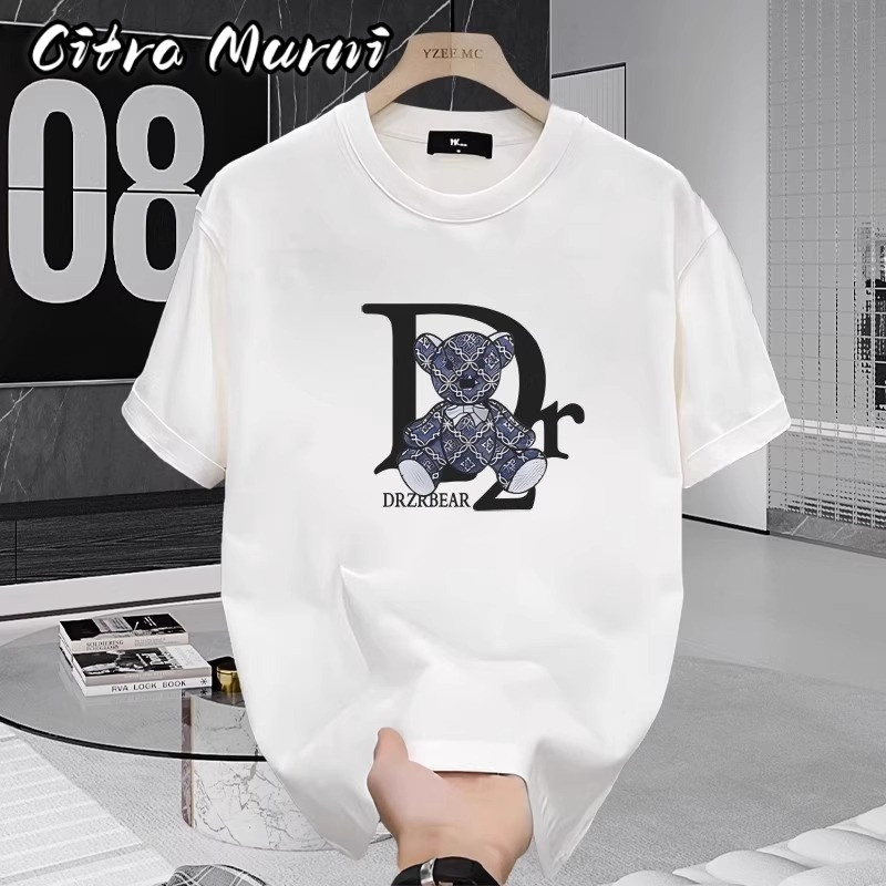 Citra Murni Kaos DIOR unisex longgar warna hitam dan putih, 100% katun premium, ukuran S-XXXL, kaos 