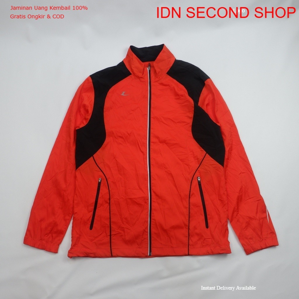 Lecaf Sports Orange & Black Windbreaker Jacket (Running / Training) Preloved