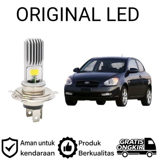 2pcs Lampu Utama LED H4 COB Mobil Hyundai Accent AM