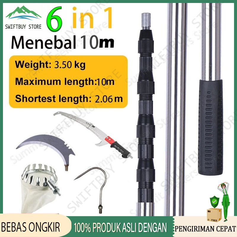 6 in1 6M Tongkat Panjang Untuk Petik Buah /metal fruit picker /galah pemetik buah 10 meter/tongkat p
