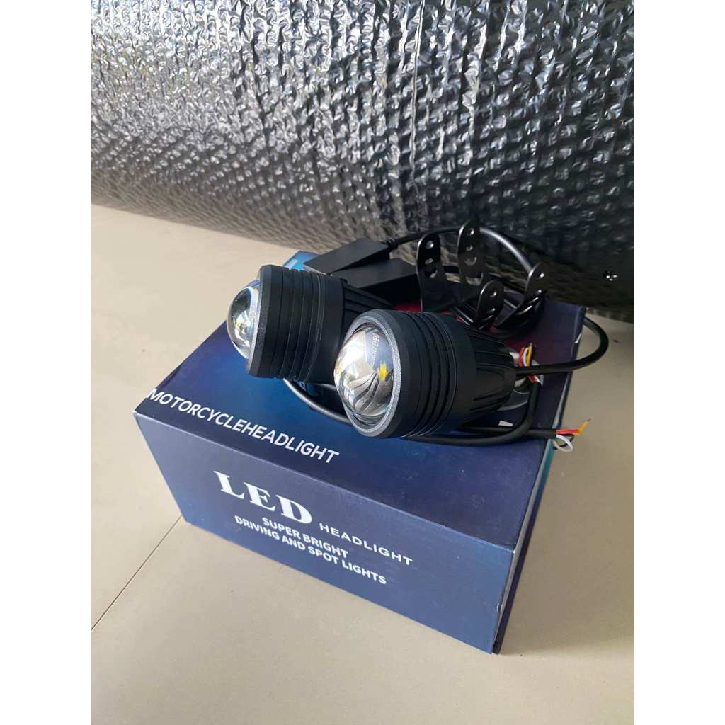 Foglamp bi-led 2 Inch 2 Warna + demon eyes biru Waterproof Universal