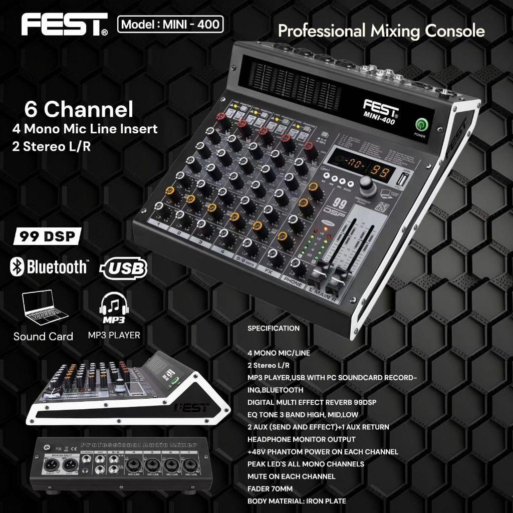 Mixer Fest Mini 400 Original / Mixer Audio FEST MINI400 Effect Reverb 99 dsp