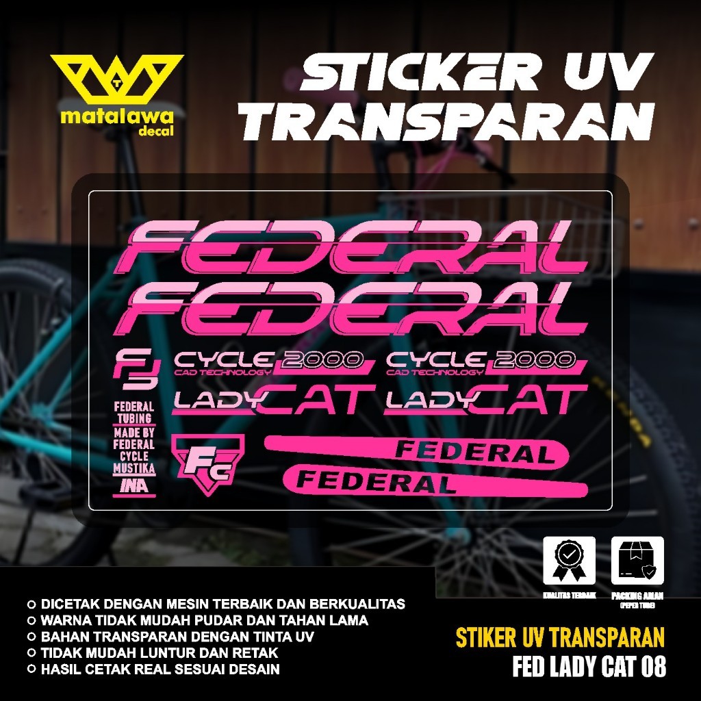 Stiker Decal FEDERAL UV TRANSPARAN LADY CAT Stiker Sepeda Kalcer SET 08