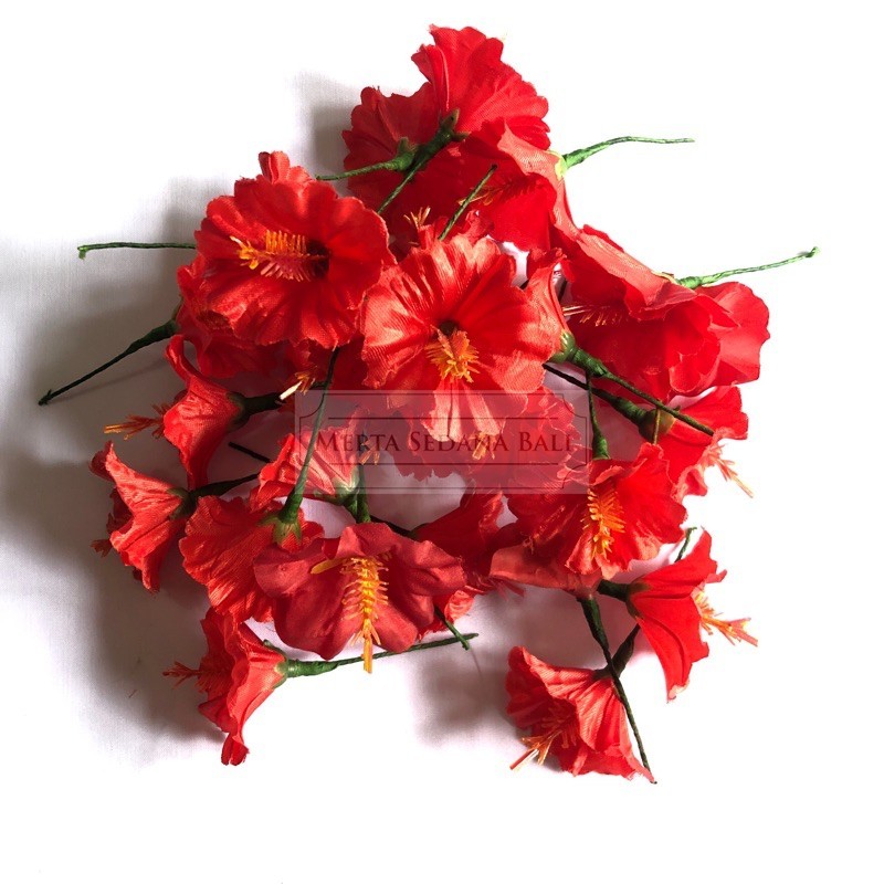 Bunga Pucuk Merah / Kembang Sepatu Plastik Khas Bali | Hiasan Udeng & Sanggul Bali