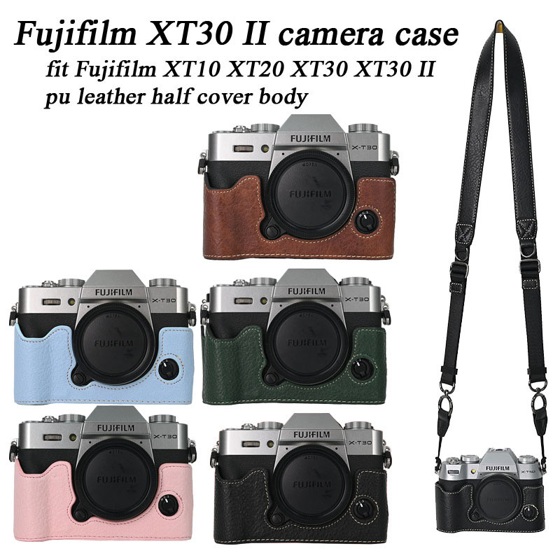 Tas Kamera Kulit PU Fujifilm XT30 II, Penutup Setengah Badan Untuk Fujifilm XT10 XT20 XT30 XT30 II