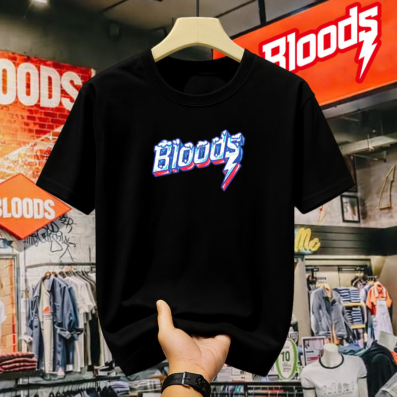 T-shirt BLOODS Pria Original Brand Kaos Street Fashion Casual Harian
