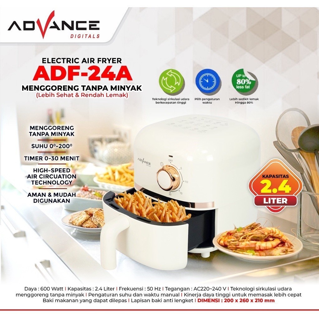 [BIYOO MART] Advance Electric Air Fryer ADF-24A / AIR FRYER AF35 LUNALIFE / Air Fryer ADF-20A