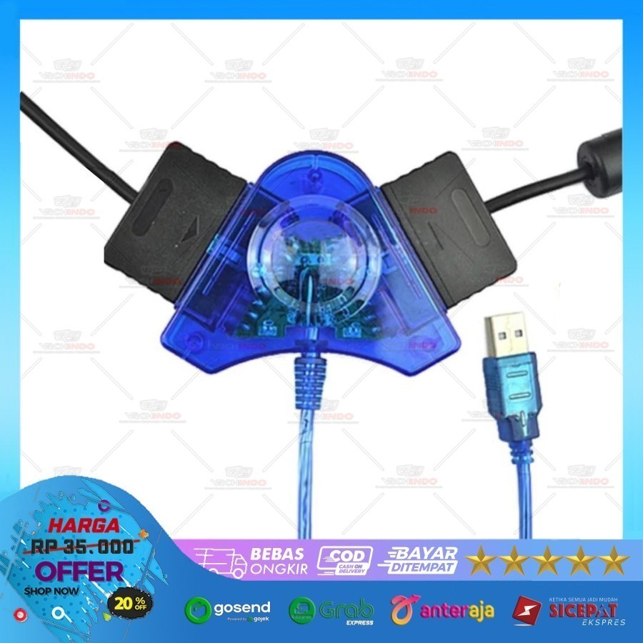 Converter Gamepad Stik PS2 Ke USB PS3 - Converter Stik PS2 ke USB untuk PC / Laptop / Macbook High Q