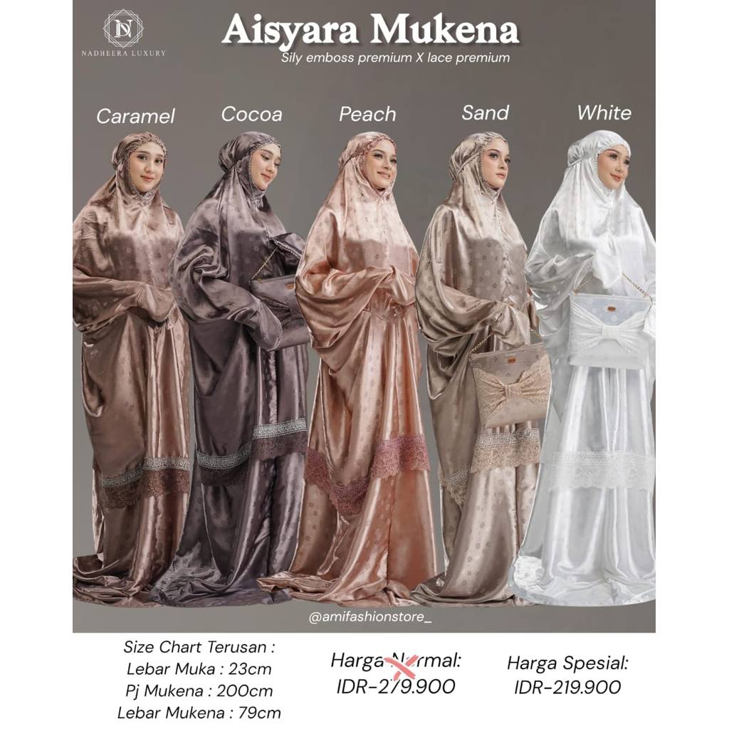 Aisyara Mukena Terusan by Nadheera Luxury (mukena silky emboss premium)