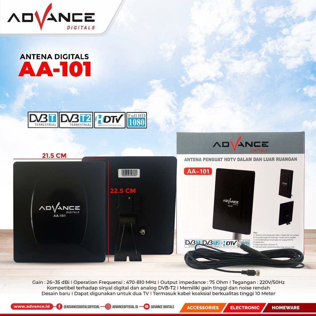 DIGITAL ANTENA TV DIGITAL INDOOR OUTDOOR AA-101 / ANTENA HDTV ADVANCE AA 101