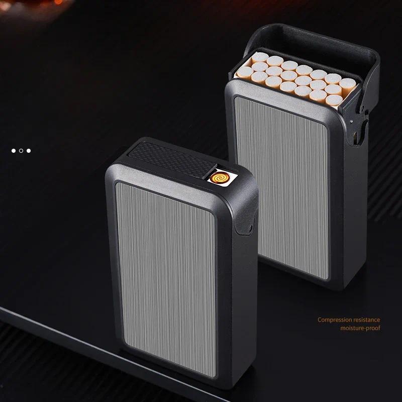 New Sliding Cover Cigarette Case Lighter Portable 20-pack Moisture-proof and Pressure-proof Creative