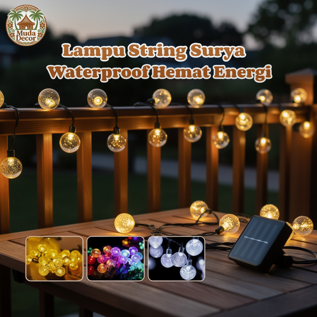 lampu string surya led waterproof lampu hias taman dekorasi outdoor kelap kelip bola kristal
