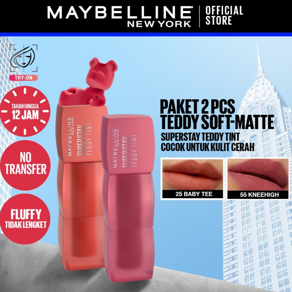MAYBELLINE OFFICIAL Paket Ombre Superstay Teddy Tint Nudes 2 pcs - Soft Matte Tahan 12 Jam Ombre Set