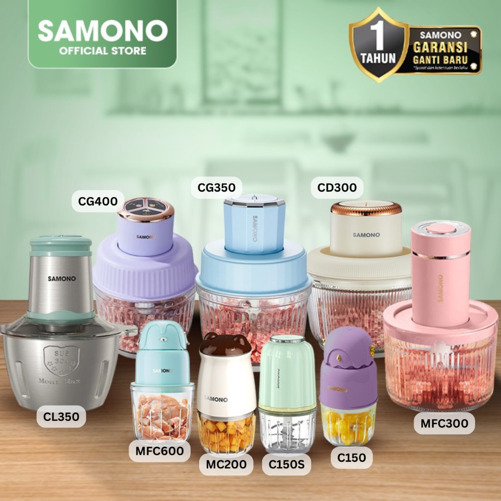 Techno_Electric SAMONO Best Seller Chopper Low Watt Wadah Kaca Penghalus Daging Bumbu Buah MPASI Mea