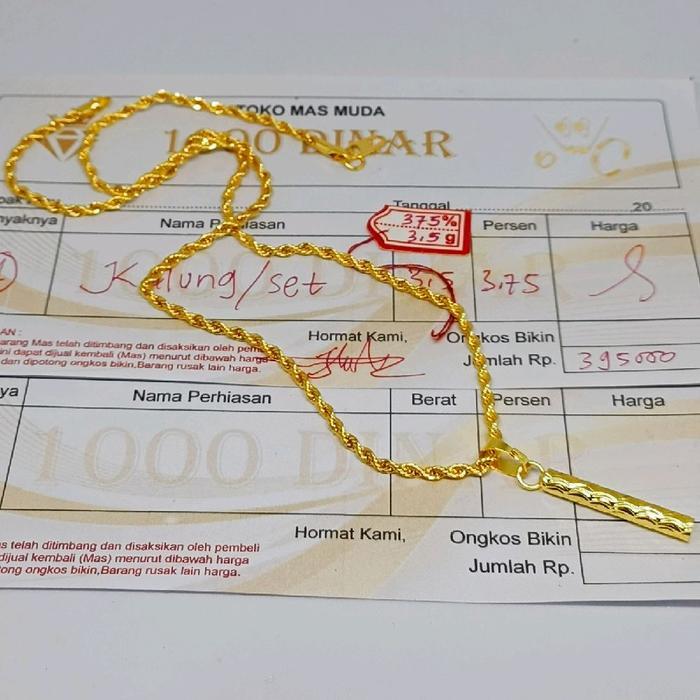 Kalung tambang emas muda 375k dapat surat dari toko