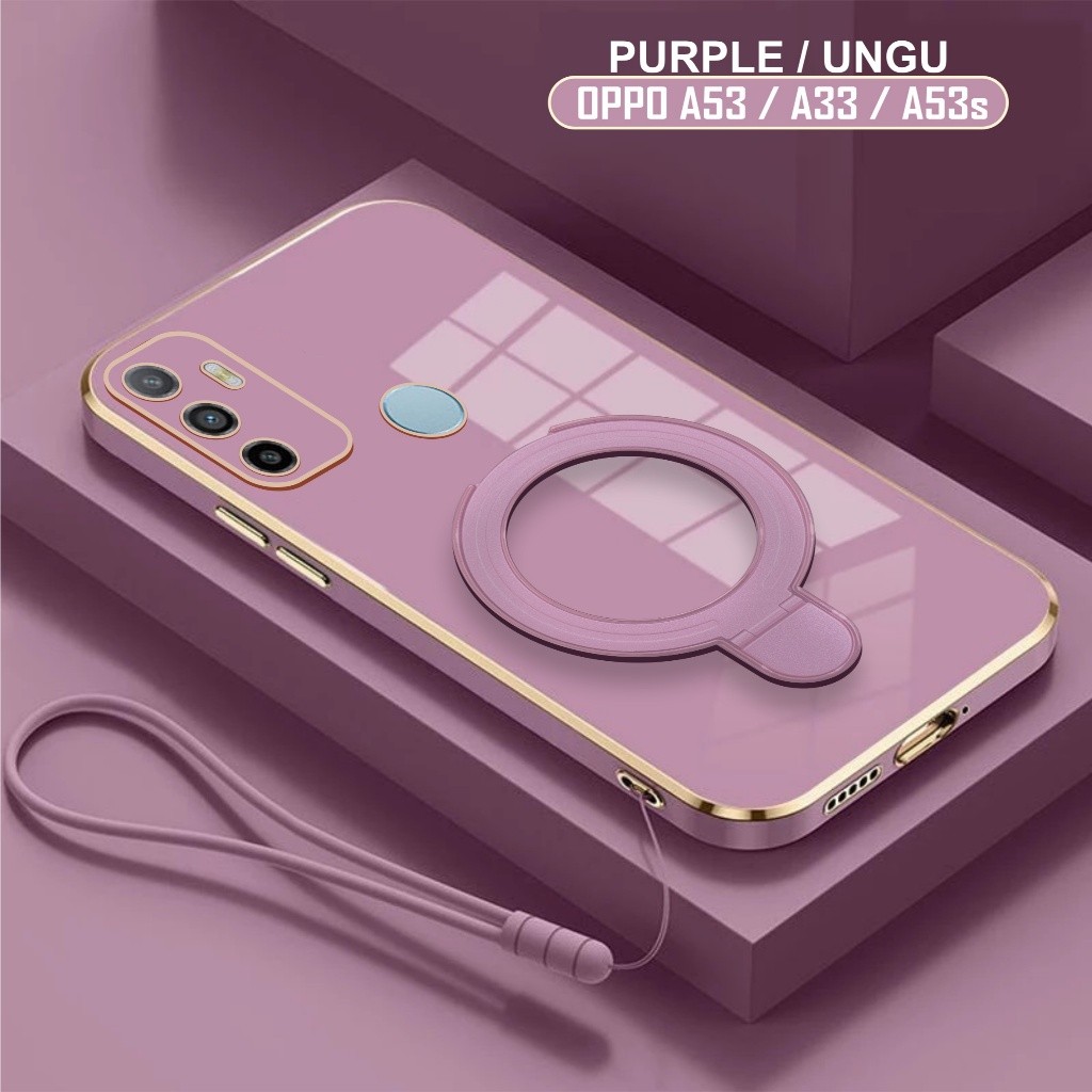 Softcase  Oppo A53 A33 A53s 4G 2020 Casing Ring Plating Holder Magsef Free Lanyard Tali