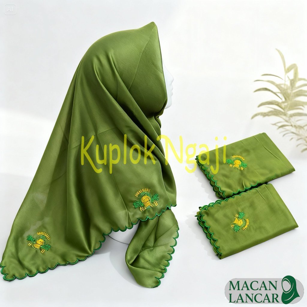 Hijab Jilbab Kerudung Bordir Logo Muslimat Premium | Kerudung Hijab Bordir Logo Muslimat NU Terlaris
