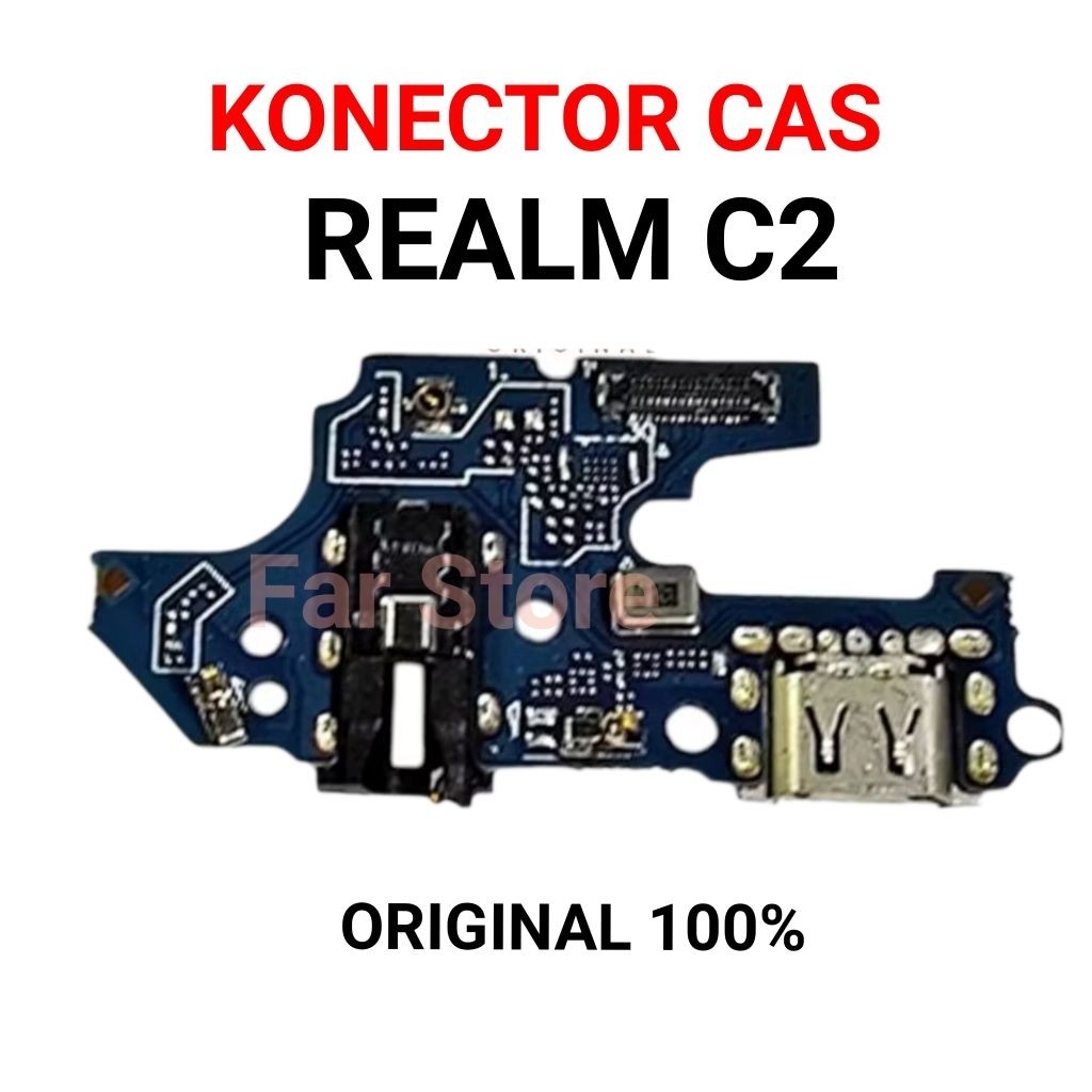 Fleksibel Charger Konektor Cas Realme C2 Papan cas + Mic + Hf + Ic ORI