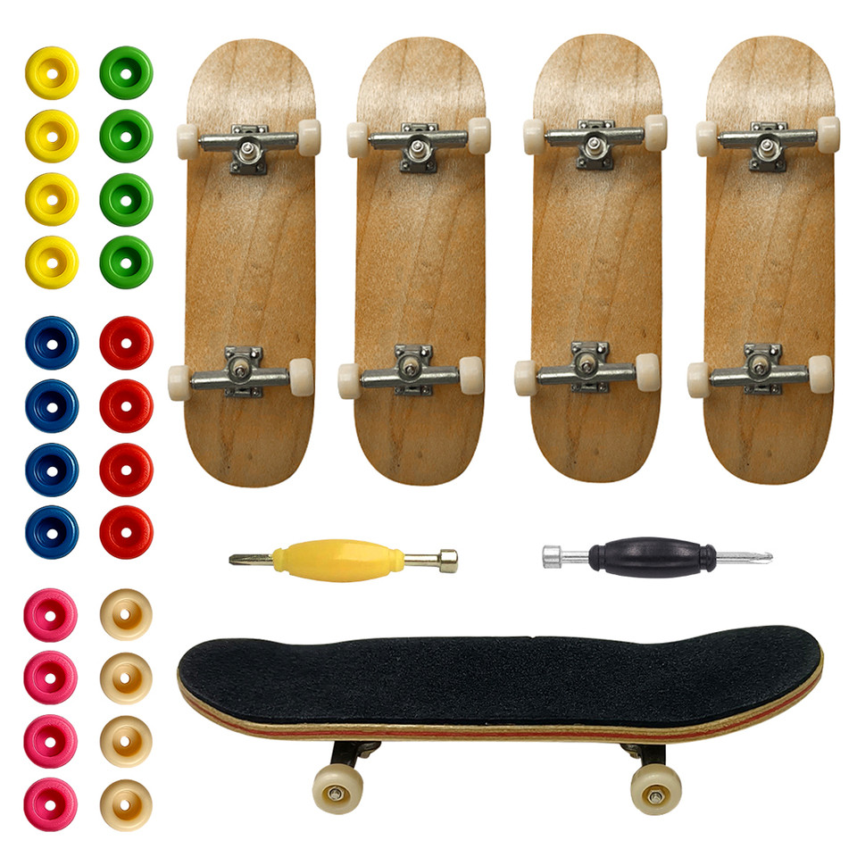 Lot Mix Color Fingerboard Wheels Lock Nuts Screw Spanner Tools For 96mm Fingerboard Skate Board Repl