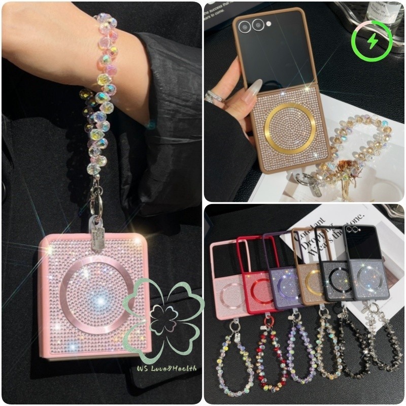 Magnetic Glitter Bling Phone Case Samsung Galaxy Z Flip 7 Z Flip 6 Z Flip 5 Z Flip 4/3 Casing dengan