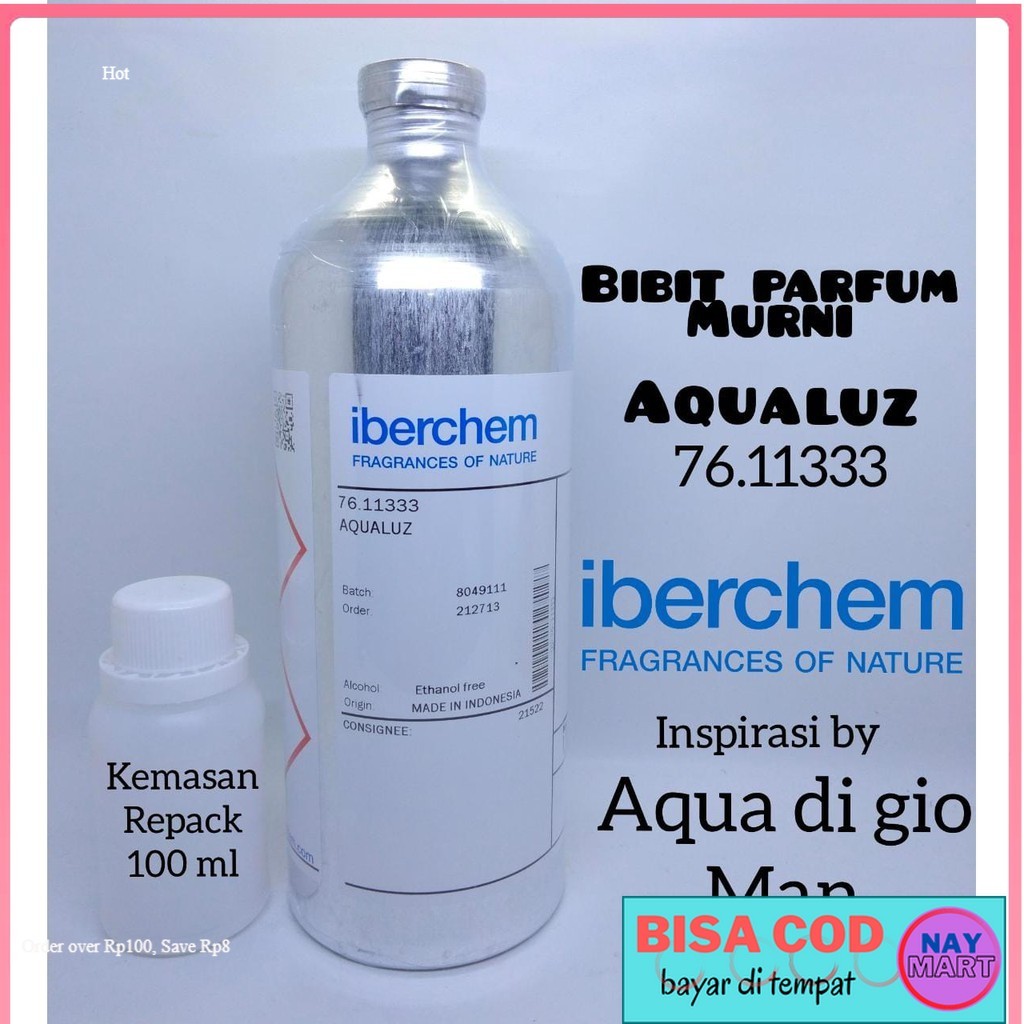 PARFUM AQUALUZ BIBIT PARFUM MURNI 100 ML. BY IBERCHEM INSPIRASI AQUA DI GIO MAN PARFUME MURAH BERKUA