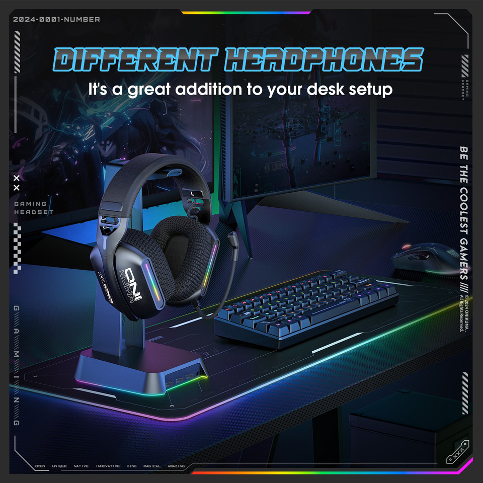 Onikuma Gt808 Three Mode Bluetooth Headset with Microphone E-Sports Wireless Gaming Headset Rgb Ligh