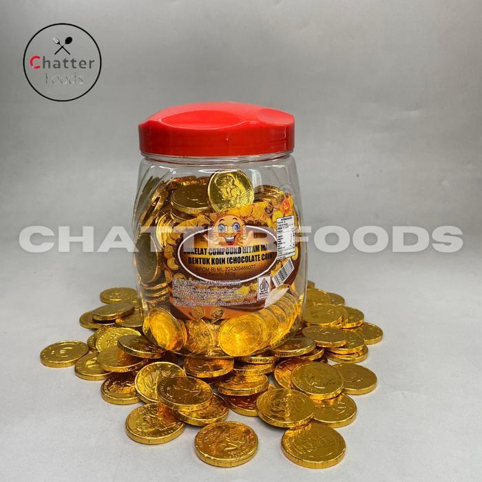 Coklat Koin Emas Kecil Isi 180/ Coklat Koin Euro Kemasan Toples/ Coklat Bentuk Koin Emas 500Gr
