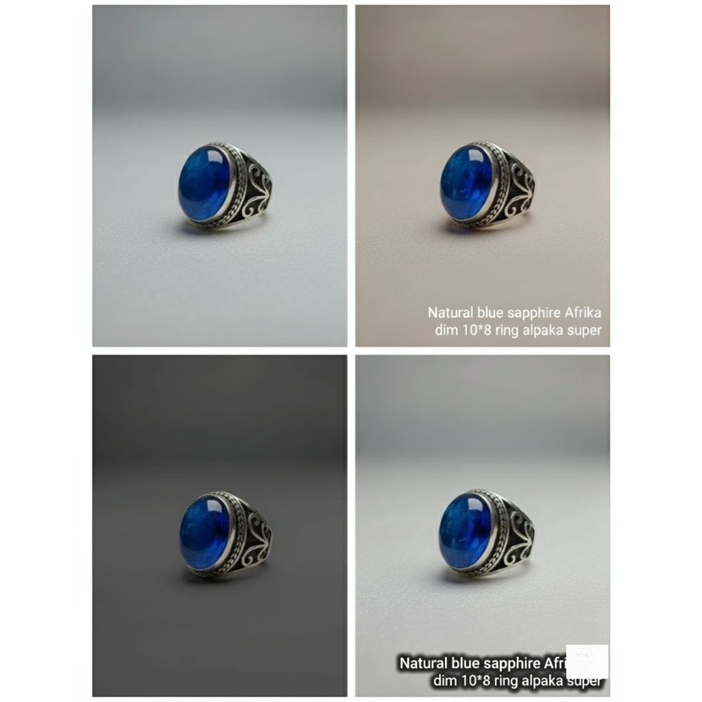 natural cincin batu blue safir Afrika ring alpaka super dim 10