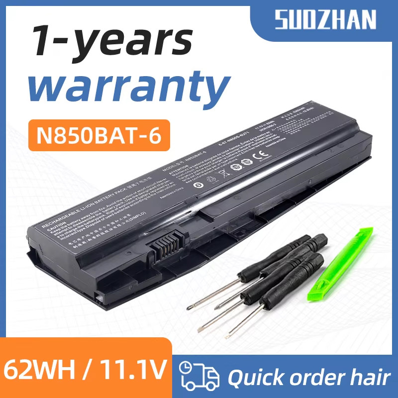 SUOZHAN 62Wh N850BAT-6 6-87-N850S-6U71 Laptop Battery For Clevo N850 N870 N855 N857 N871 N875EP6 Sag