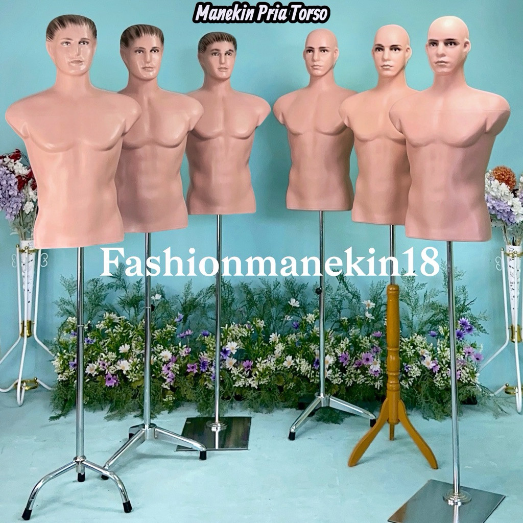 MANEKIN PRIA DEWASA TORSO SETENGAH BADAN ADA KEPALA + PATUNG BAJU PRIA + DISPLAY BAJU PRIA GAMIS KAO