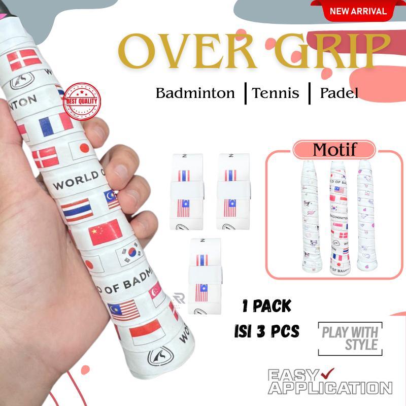 Grip Raket Badminton Motif Lucu 3 in 1 Grip Tenis Padel World Of Overgrip Kansa Karakter 3 in 1 Anti