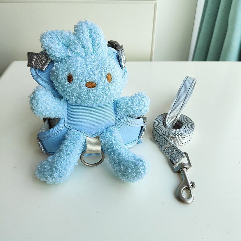 [Pet Wardrobe]Tali anjing model rompi tali kekang anjing kecil tali kucing model lucu kerah warna.