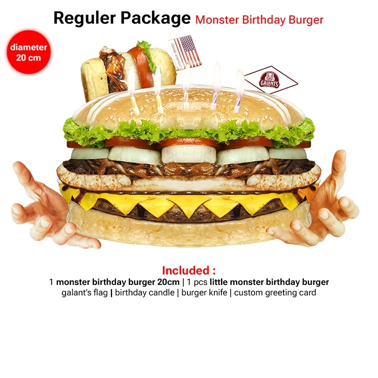 Regular Monster Birthday Burger 20cm  (Birthday Cake Aesthetic)