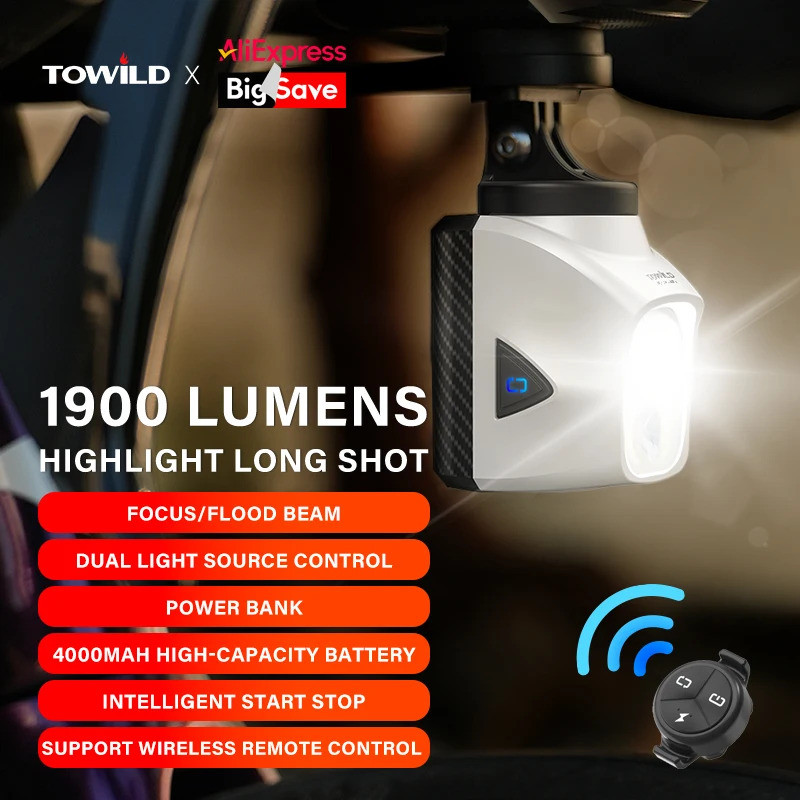 TOWILD DL1200S DL1700 Bicycle Light With Cut Off Line Beam1900LM Rechargeable Bike Front Light Power