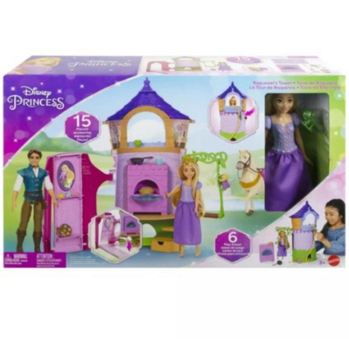 Rumah Boneka Disney Princess Toys Rapunzel Tower Playset Aksesoris