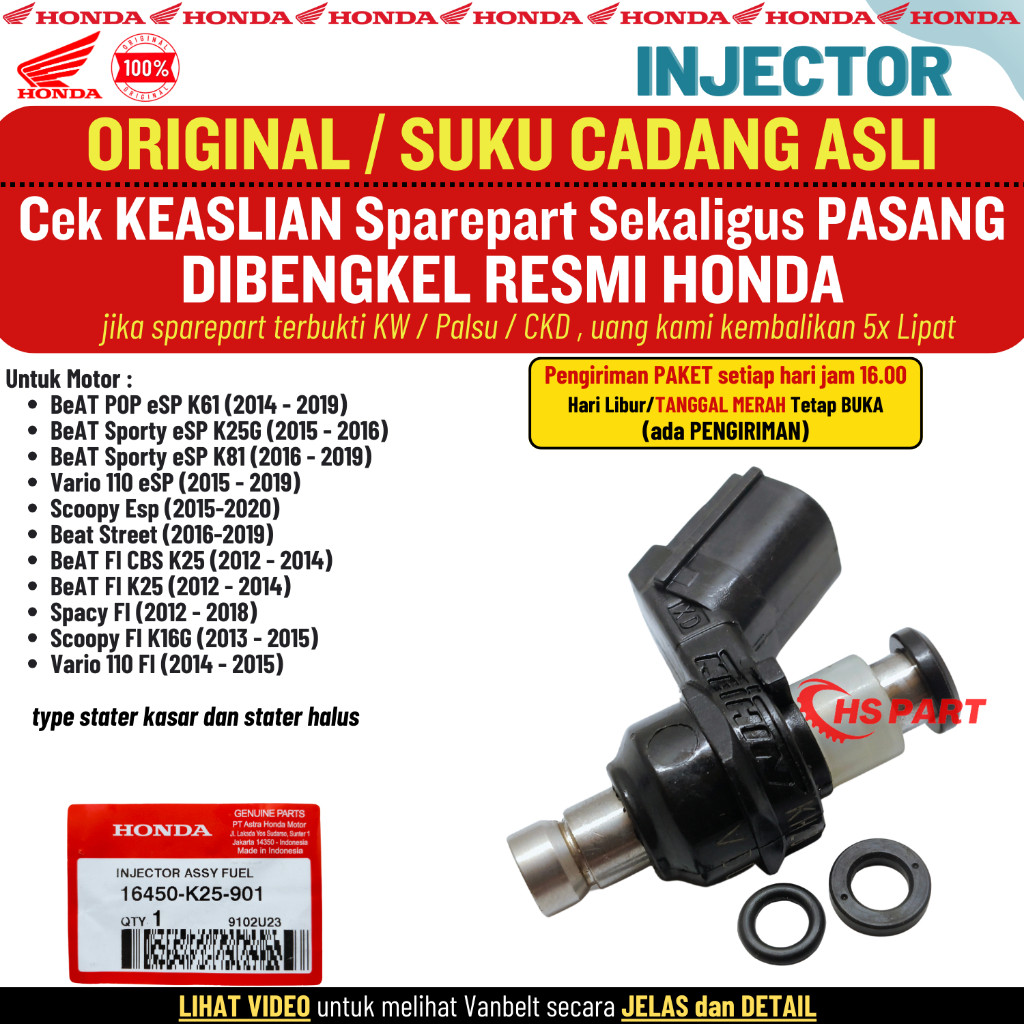 Injeksi Injector Injektor Beat Fi Esp POP Street Stater Kasar Halus Scoopy Vario 110 Fi Original AHM