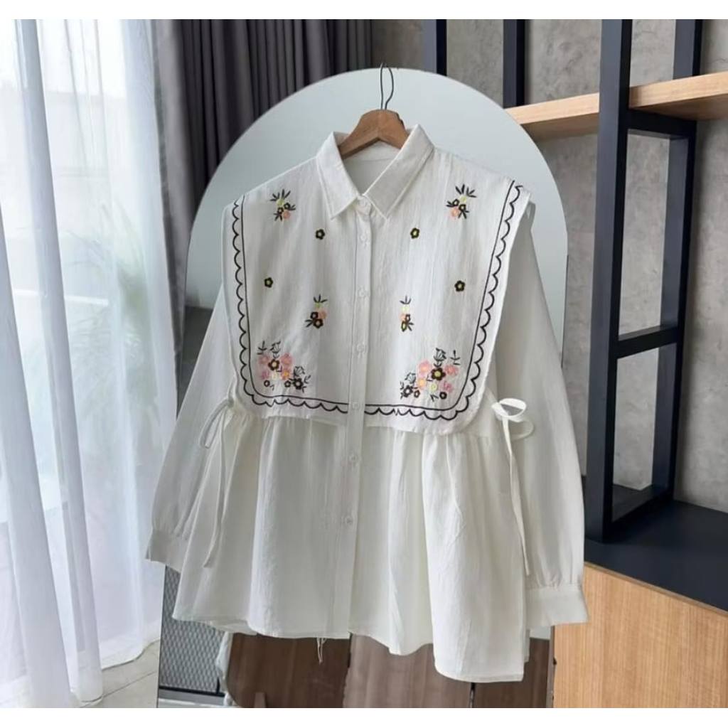 kemeja bordir kemeja wanita atsan wanita motif bordir bahan lembut adem