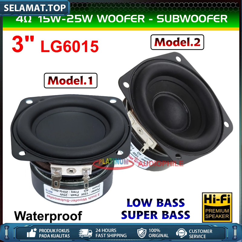 Speaker 3 inch LG-6015 Super Bass Waterproof 4 ohm 15W-25W Woofer Subwoofer