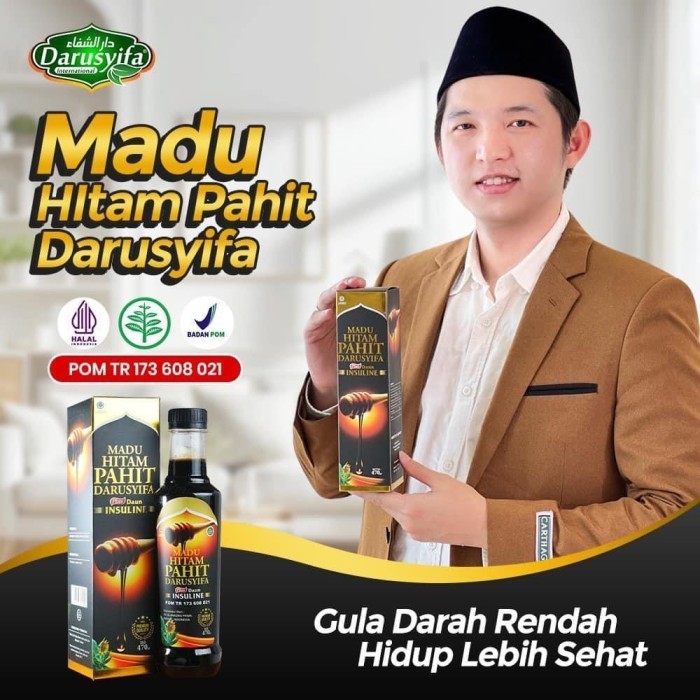 [ MADU HITAM DARUSYIFA ] Madu Hitam Pahit Insulin Darusyifa Plus Propolis 470 gram