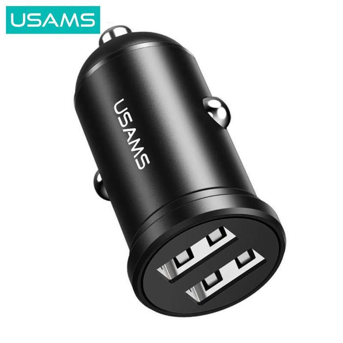 USAMS C20 ADAPTER CHARGER MOBIL DUAL USB MINI 2.4A CAR CHARGER