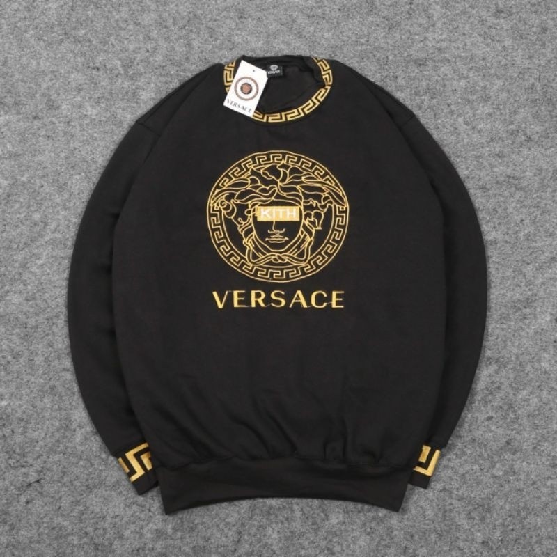 Crewneck Versace Kith Bordir Fulltag Label Katun Fleece