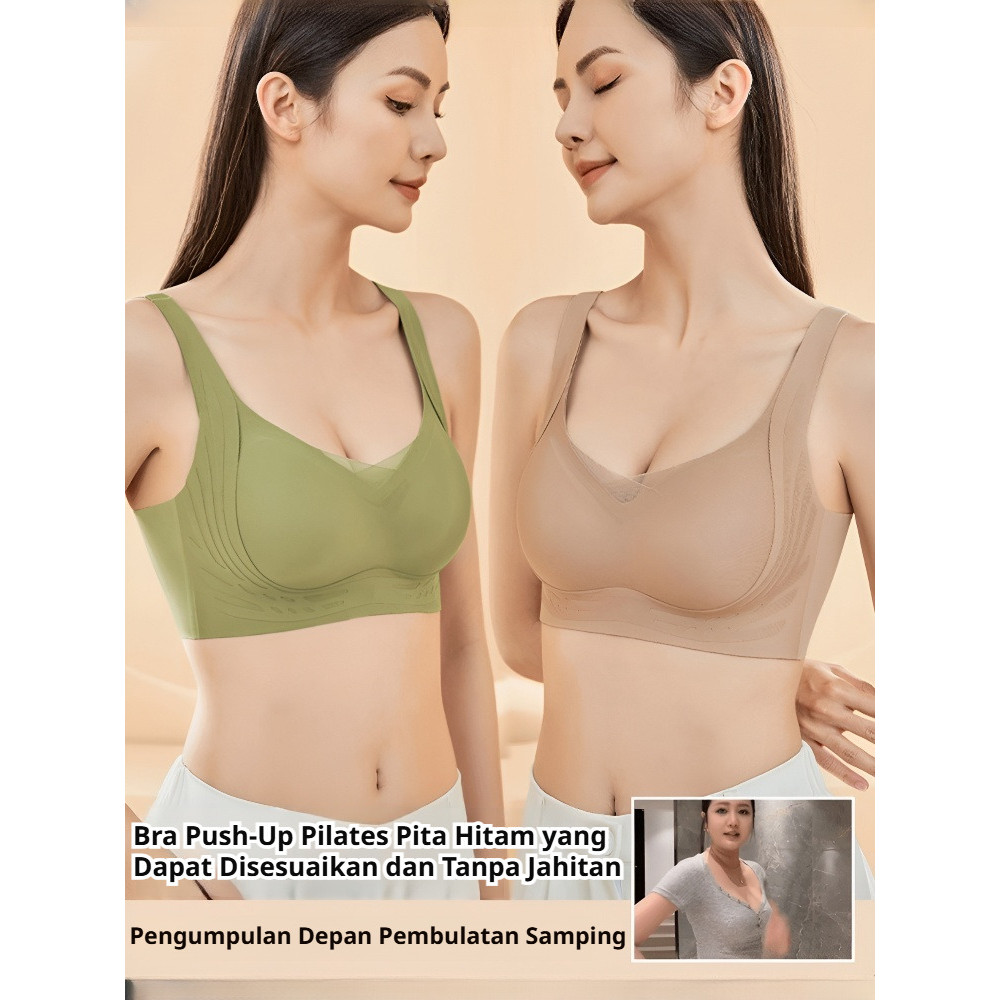 Push Up Alami  Bra Penyangga Wanita Hitam Tanpa Jahit Untuk Keseharian Bra Penyangga / Bra Push Up /