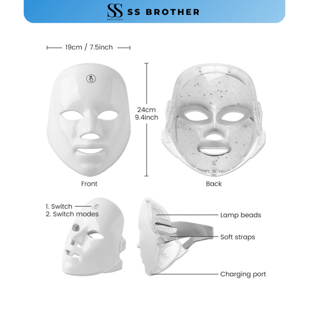 READY Masker Topeng LED PDT Light 7 Color 7 Warna Led Mask Photon Therapy Alat Perawatan Wajah Pengg
