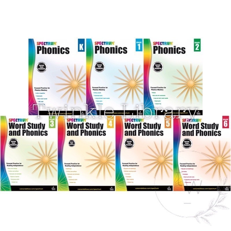 Spectrum Phonics Grade K 1 2 / Word Study and Phonics Grade 3 4 5 6 | FiIe Buku Inggris Anak TK SD