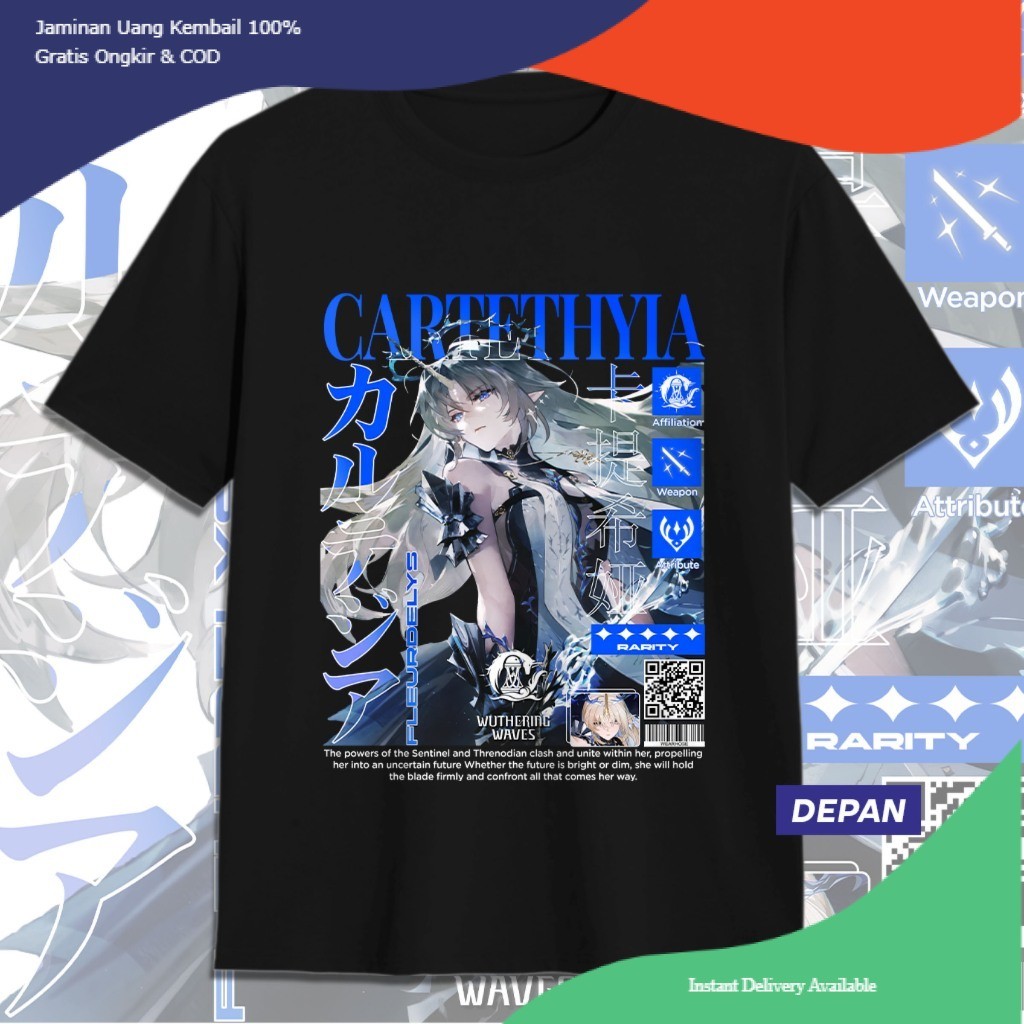 KAOS FLEURDERYS CARTETHYIA WUTHERING WAVES WUWA Kaos Fleurdelys Kaos Distro Anime Game Unisex Pria W