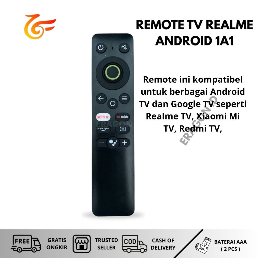 ERAGON Remote Remot Realme TV Smart TV Android tipe 32 43 50 Inch Non Voice