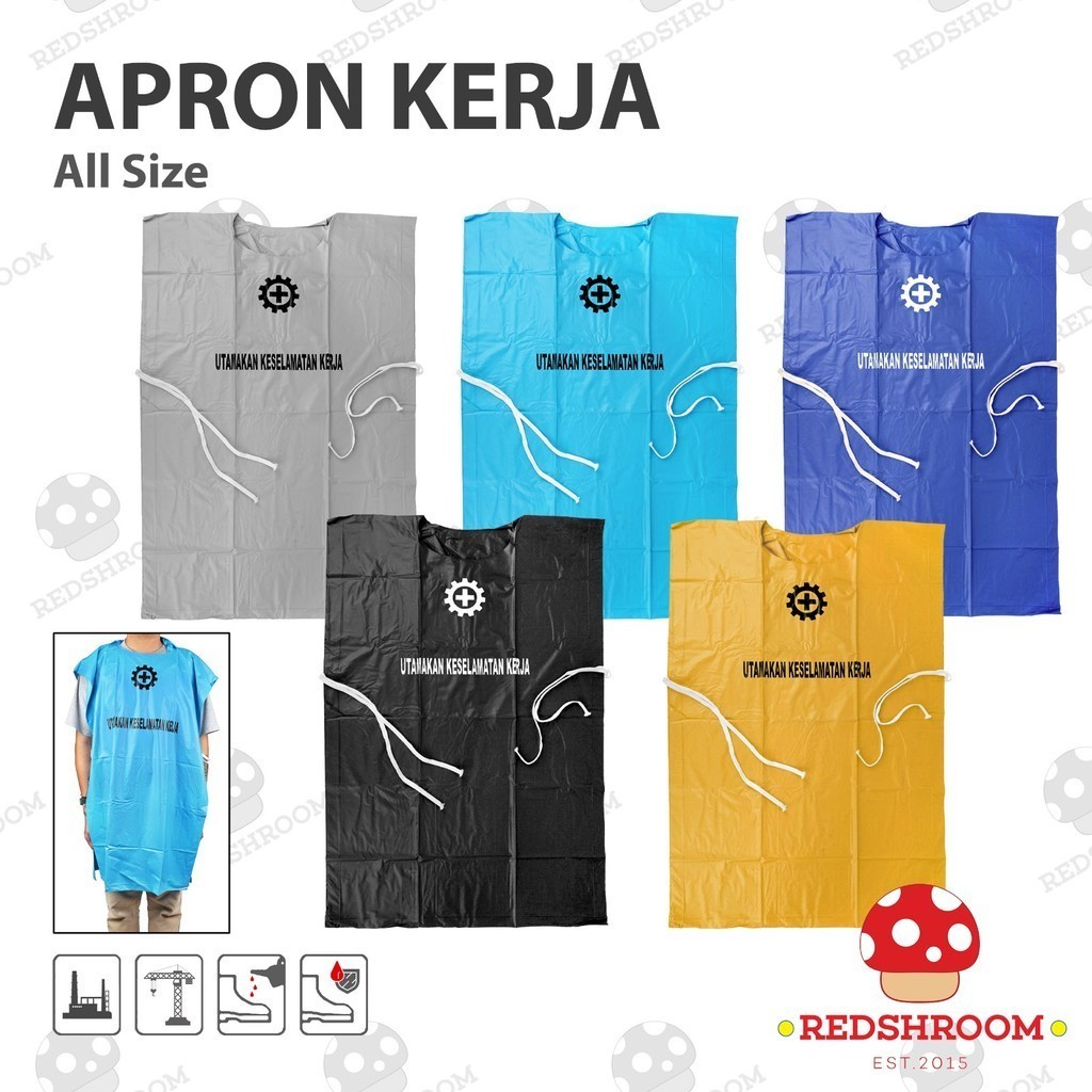 Apron Celemek Kerja PVC anti air Biru Hitam Kuning Silver
