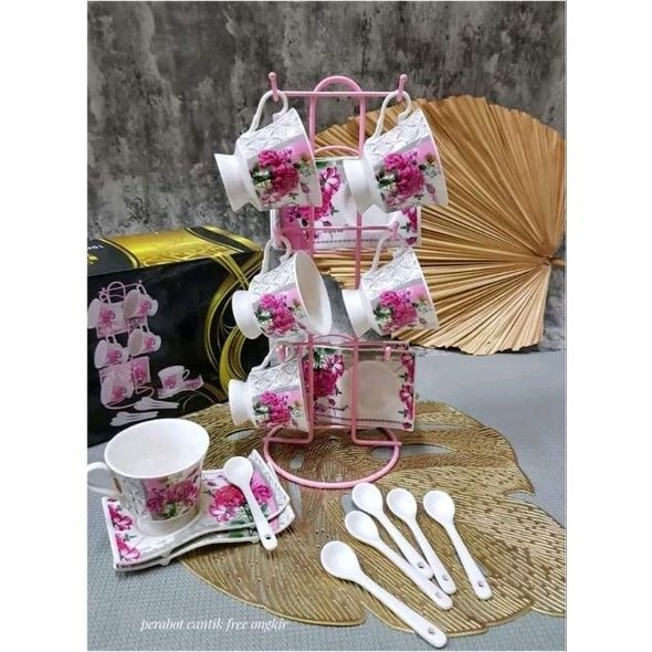 Tea Set Fiorenza FZ-815 Porselain Shabby Pink