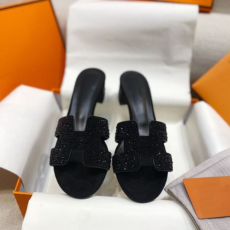 [COD] Sandal Wanita Hak Sedang Motif Langit Berbintang Batu Bata Besar Sandal Bertali