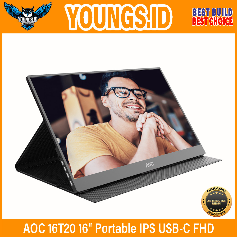 LED AOC 16T20 16" Portable IPS USB-C FHD Monitor